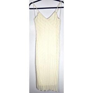 Kirious Los Angeles Cream Lace Midi Dress V-Neck Adjustable Straps Small